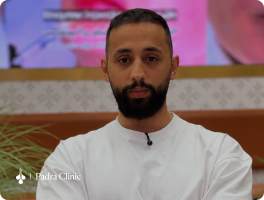 Male patient sharing his hair transplant experience at Padra Clinic
