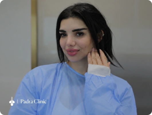 Female patient sharing her cosmetic treatment experience at Padra Clinic Qatar