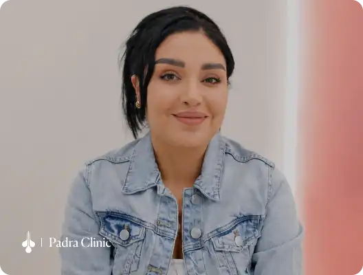 Smiling female patient sharing her treatment experience at Padra Clinic