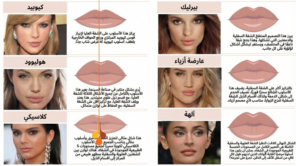 مقارنة بين نماذج مختلفة لأشكال الشفاه