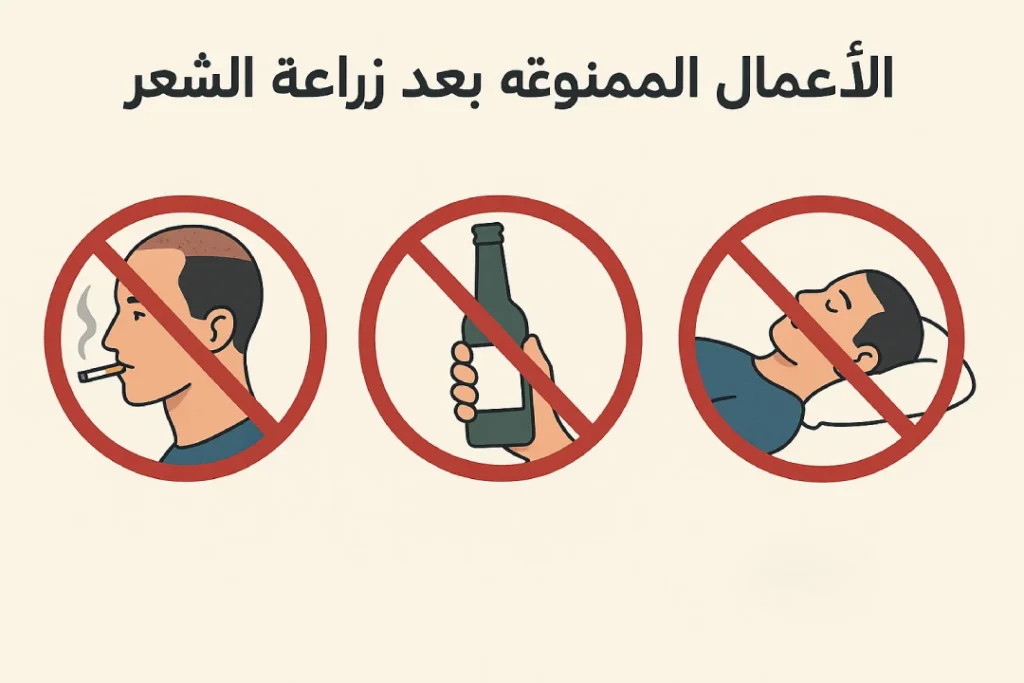 الأعمال الممنوعة بعد زراعة الشعر